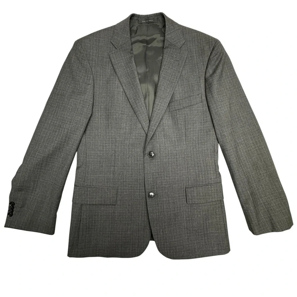 Hugo Boss Blazer Mens 38 Short Gray Wool Check Two Button Sport Coat Jacket‎